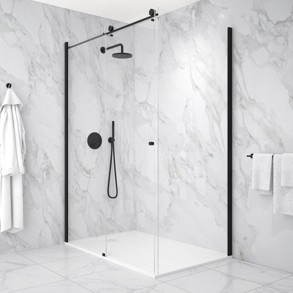Reversible Sliding Shower Enclosure - 1400mm x 900mm Matt Black