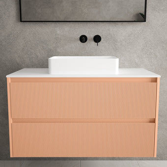 Scanalato Double Drawer Countertop Vanity Unit - Peach Fuzz 1000mm