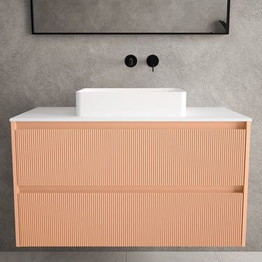 Scanalato Double Drawer Countertop Vanity Unit - Peach Fuzz 1000mm