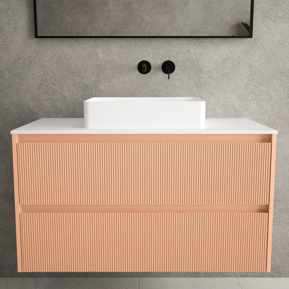 Scanalato Double Drawer Countertop Vanity Unit - Peach Fuzz 1000mm