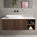 Scanalato Single Drawer Countertop Vanity Unit With Open Storage Space - Walnut 1200mm