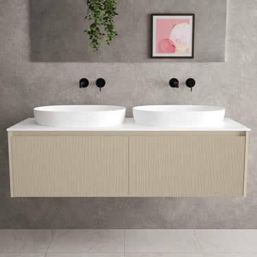 Scanalato Double Drawer Countertop Vanity Unit - Cashmere 1400mm