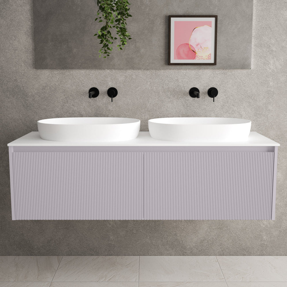 Scanalato Double Drawer Countertop Vanity Unit - Soft Violet 1400mm