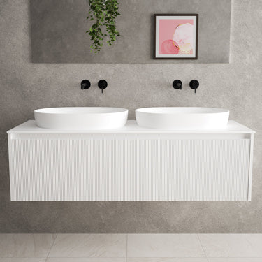 Scanalato Double Drawer Countertop Vanity Unit - Pure White 1400mm