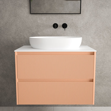 Scanalato Double Drawer Countertop Vanity Unit - Peach Fuzz 800mm