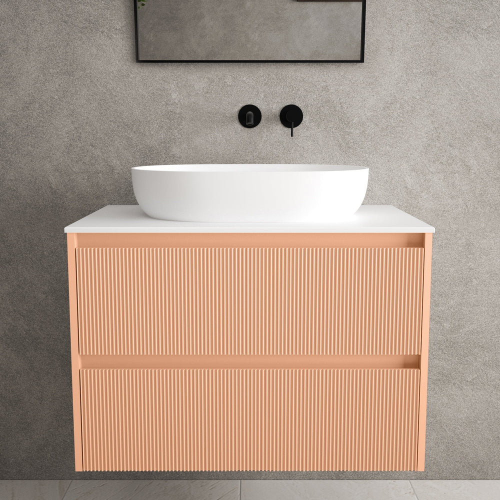 Scanalato Double Drawer Countertop Vanity Unit - Peach Fuzz 800mm