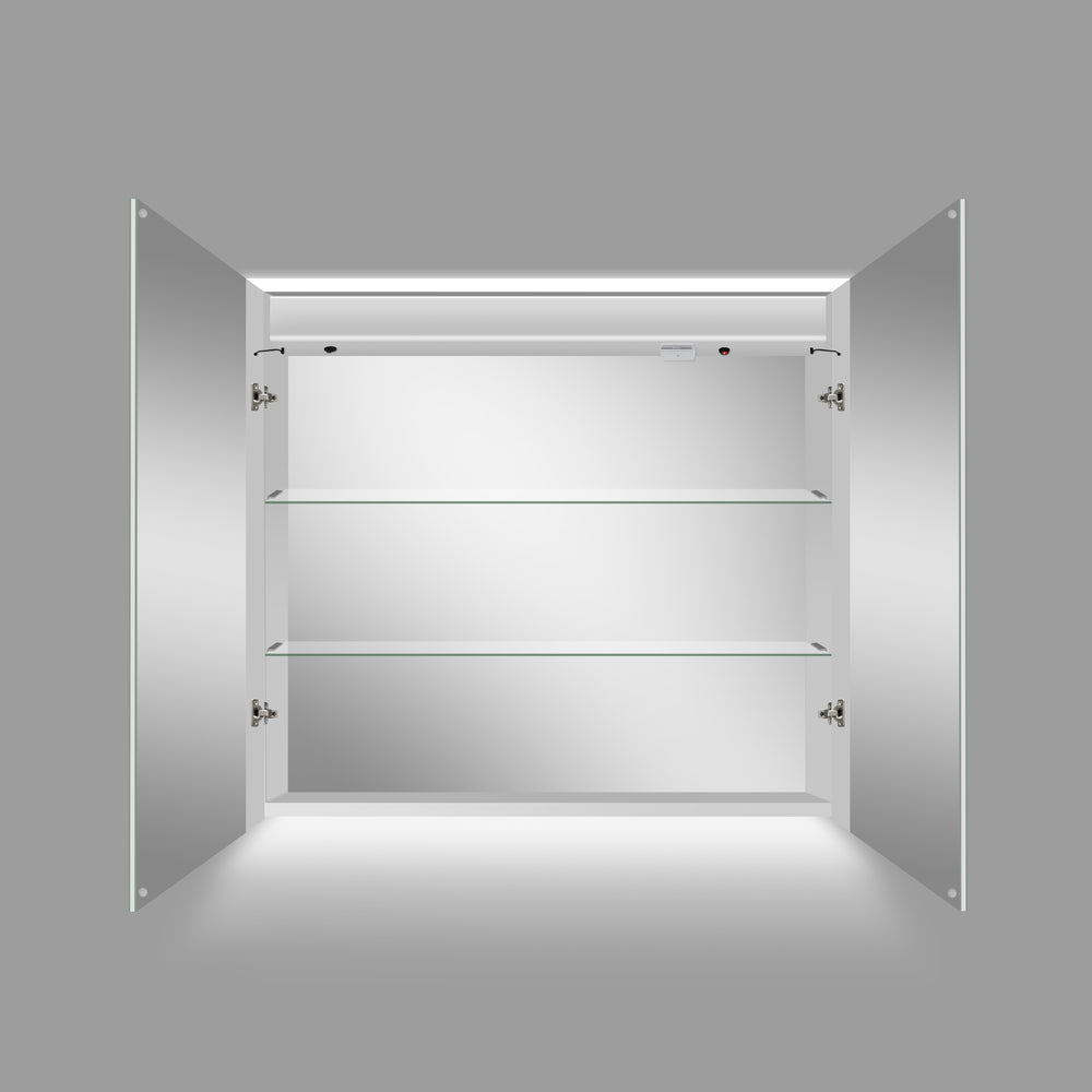 Fiano Steam-Free Modern Mirror Cabinet 800 x 700mm - Aluminium