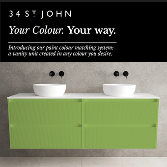 Scanalato Four Drawer Countertop Vanity Unit - Choose Your Own Colour 1600mm