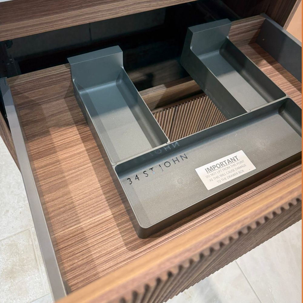 Double Drawer Walnut Vanity Unit Basin 600mm - Scanalato