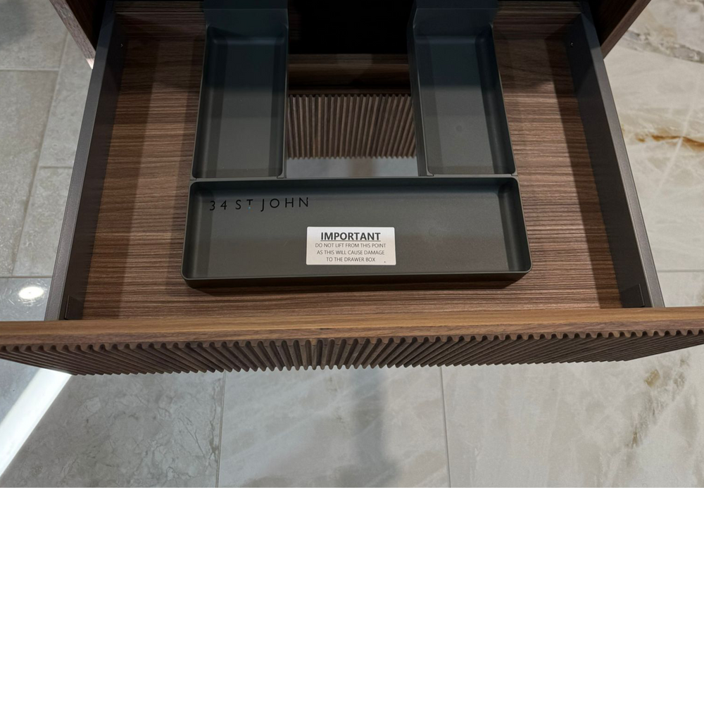 Double Drawer Walnut Vanity Unit Basin 600mm - Scanalato