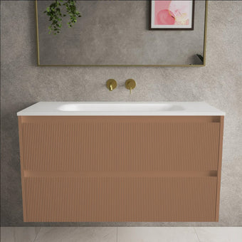 Scanalato Double Drawer Vanity Unit  With Beyondstone Basin - Mocha Mousse 1000mm