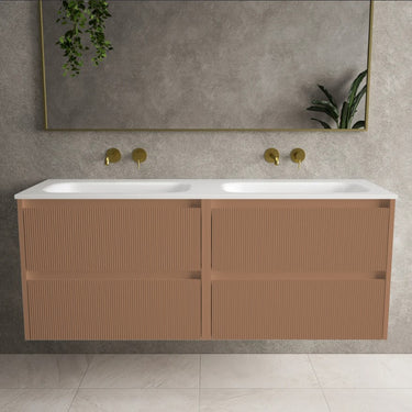 Scanalato Four Drawer Vanity Unit With Beyondstone Double Basin - Mocha Mousse 1200mm