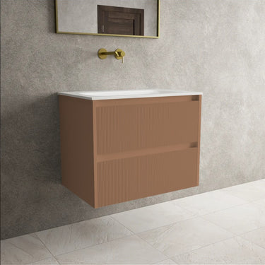 Scanalato Double Drawer Vanity Unit  With Beyondstone Basin - Mocha Mousse 700mm