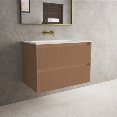 Scanalato Double Drawer Vanity Unit  With Beyondstone Basin - Mocha Mousse 800mm