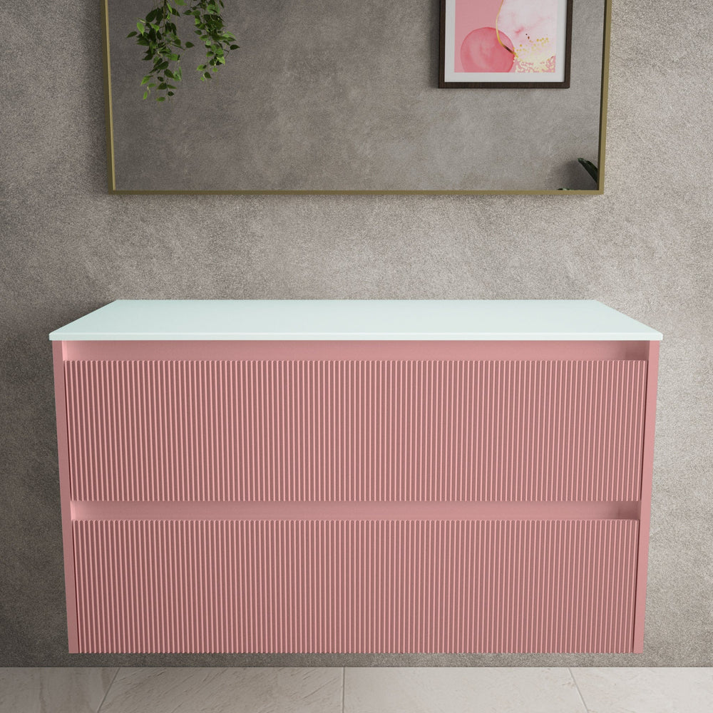 Scanalato Double Drawer Countertop Vanity Unit - Dusky Pink 1000mm