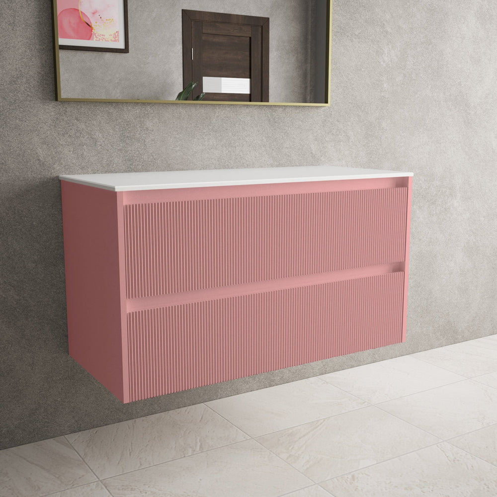 Scanalato Double Drawer Countertop Vanity Unit - Dusky Pink 1000mm