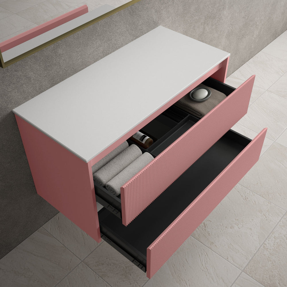Scanalato Double Drawer Countertop Vanity Unit - Dusky Pink 1000mm