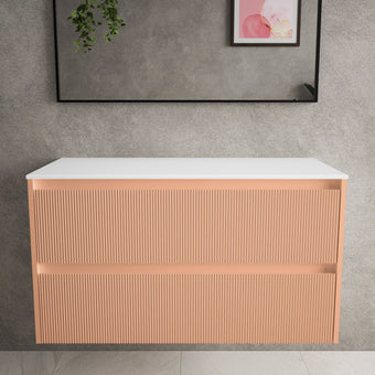 Scanalato Double Drawer Countertop Vanity Unit - Peach Fuzz 1000mm