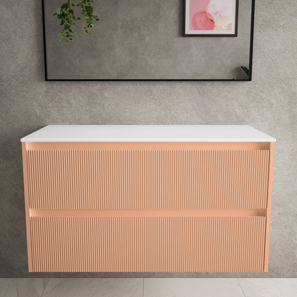 Scanalato Double Drawer Countertop Vanity Unit - Peach Fuzz 1000mm