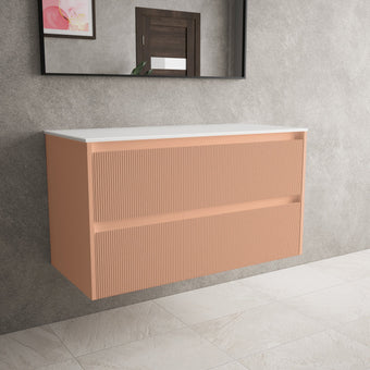 Scanalato Double Drawer Countertop Vanity Unit - Peach Fuzz 1000mm