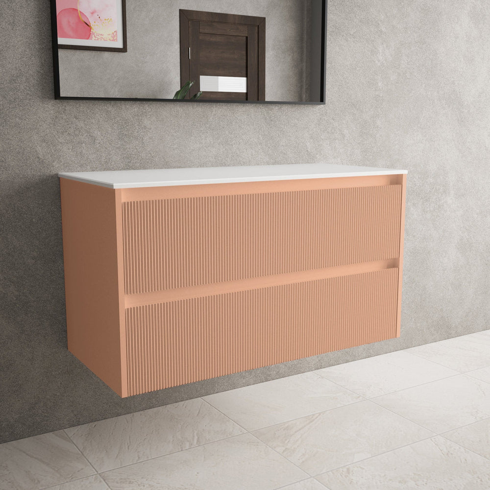 Scanalato Double Drawer Countertop Vanity Unit - Peach Fuzz 1000mm
