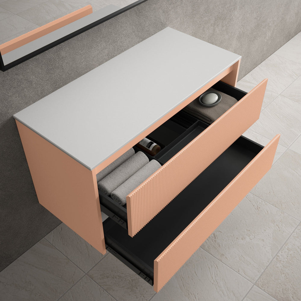 Scanalato Double Drawer Countertop Vanity Unit - Peach Fuzz 1000mm