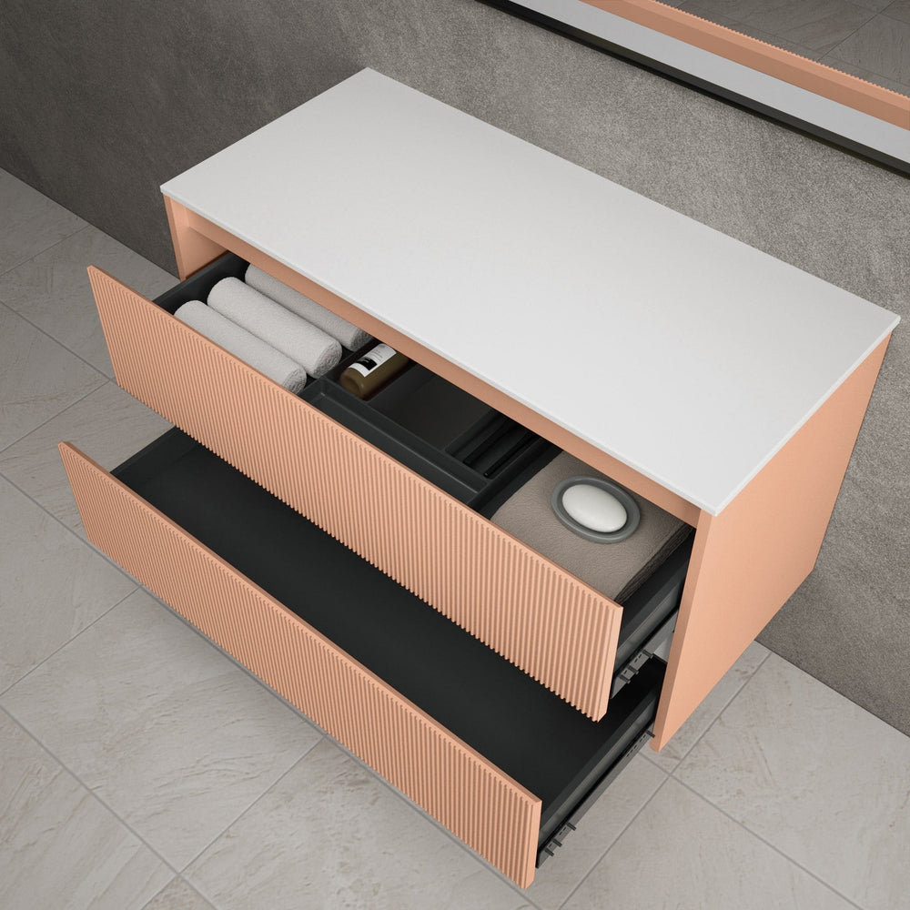 Scanalato Double Drawer Countertop Vanity Unit - Peach Fuzz 1000mm