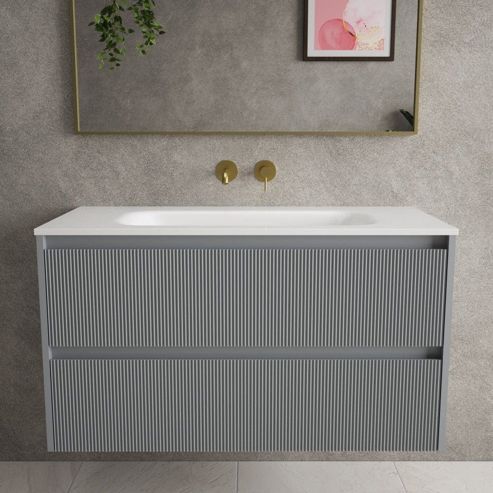 Scanalato Double Drawer Vanity Unit  With Beyondstone Basin - Dove Grey 1000mm