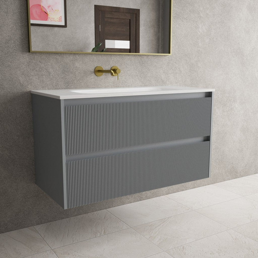 Scanalato Double Drawer Vanity Unit  With Beyondstone Basin - Dove Grey 1000mm