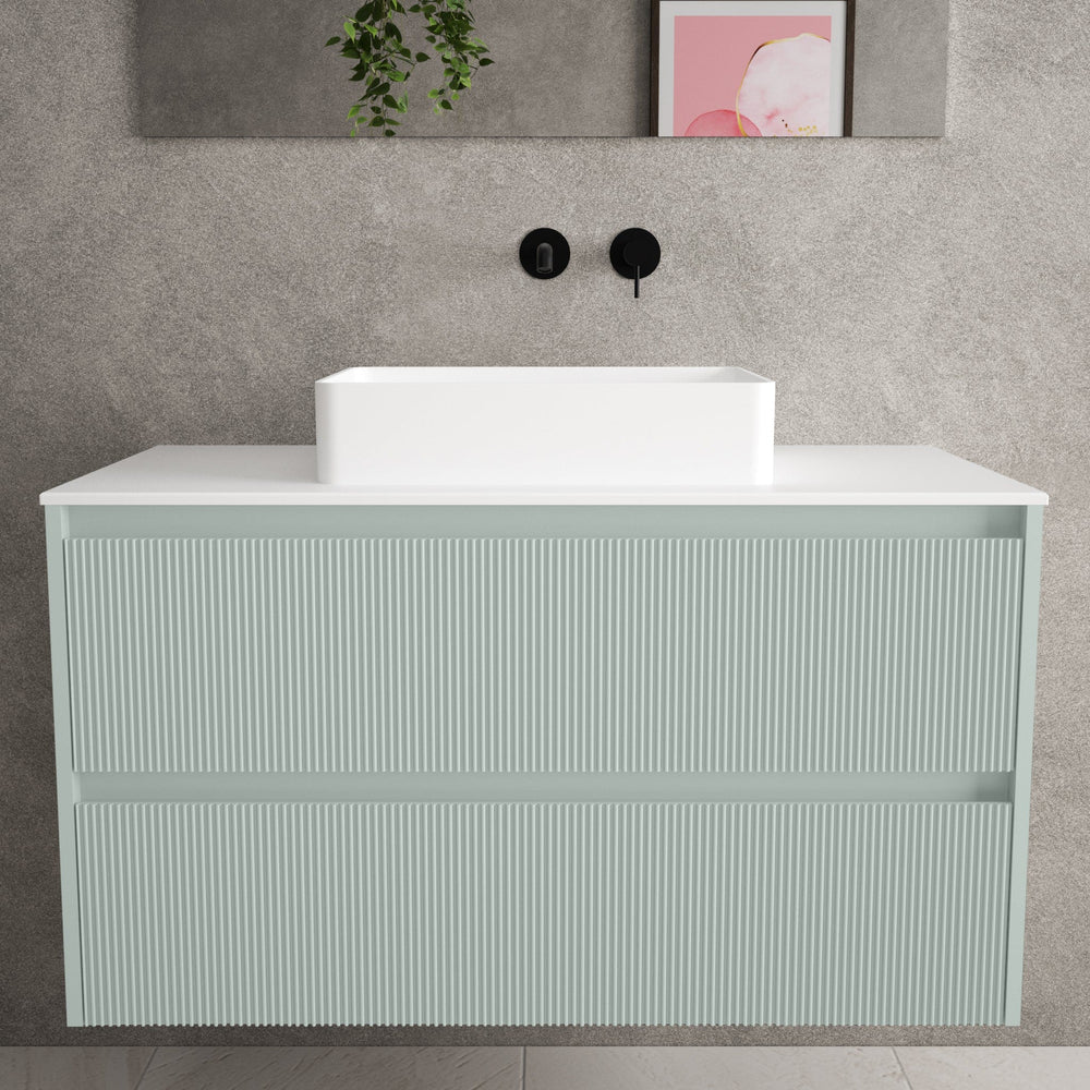 Scanalato Double Drawer Countertop Vanity Unit - Peppermint 1000mm