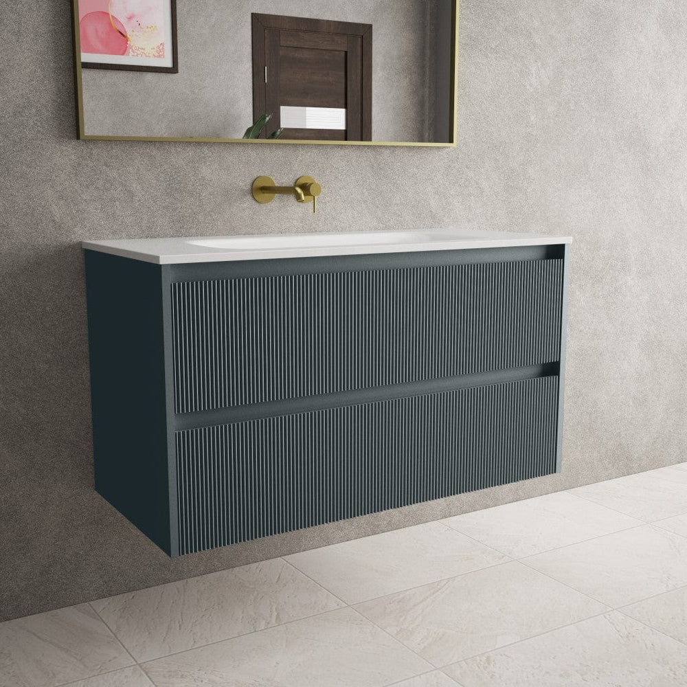 Scanalato Double Drawer Vanity Unit  With Beyondstone Basin - Anthracite 1000mm