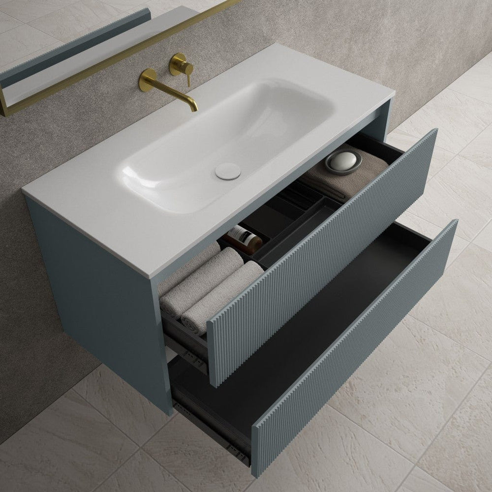 Scanalato Double Drawer Vanity Unit  With Beyondstone Basin - Anthracite 1000mm