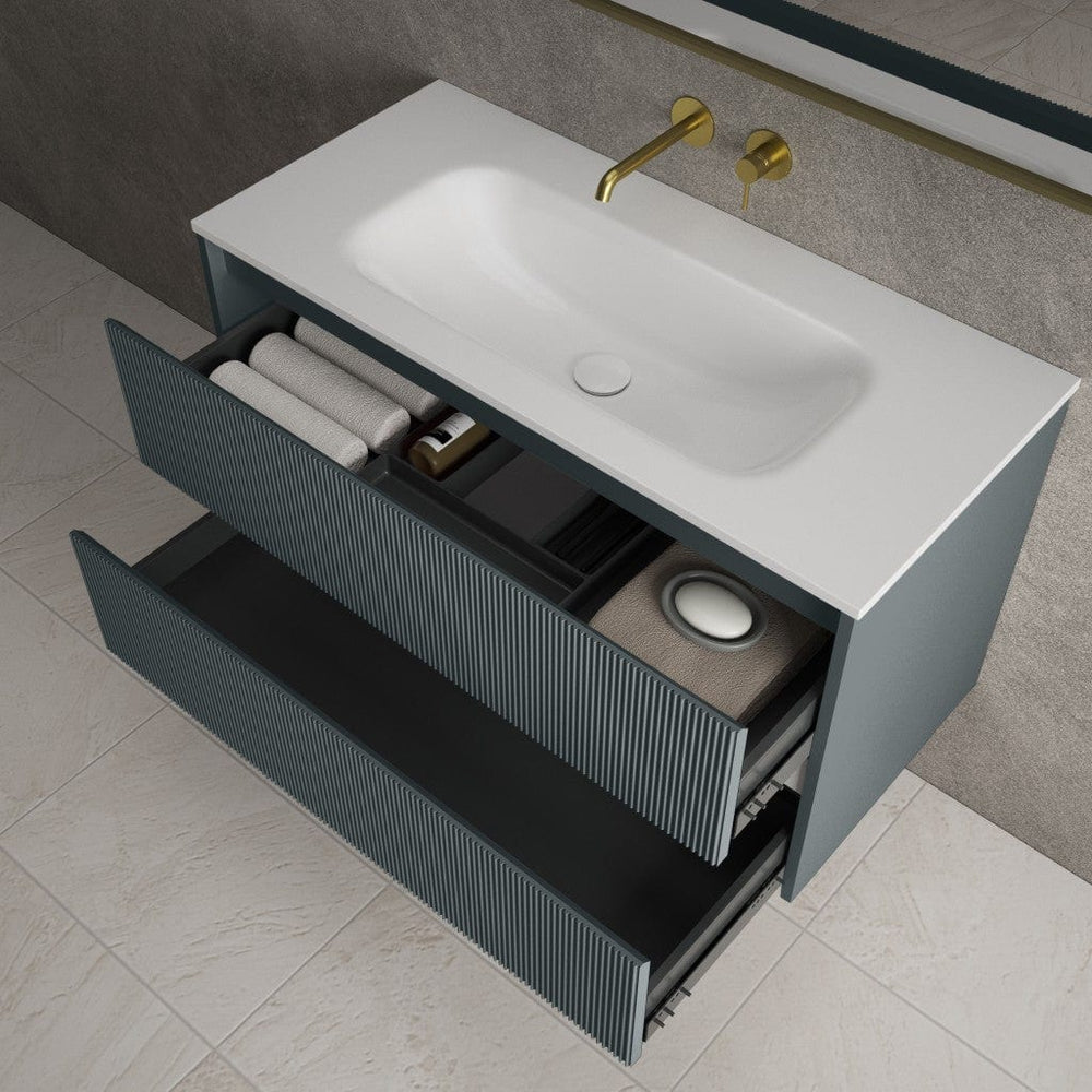 Scanalato Double Drawer Vanity Unit  With Beyondstone Basin - Anthracite 1000mm