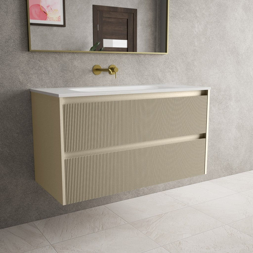 Scanalato Double Drawer Vanity Unit  With Beyondstone Basin - Cashmere 1000mm