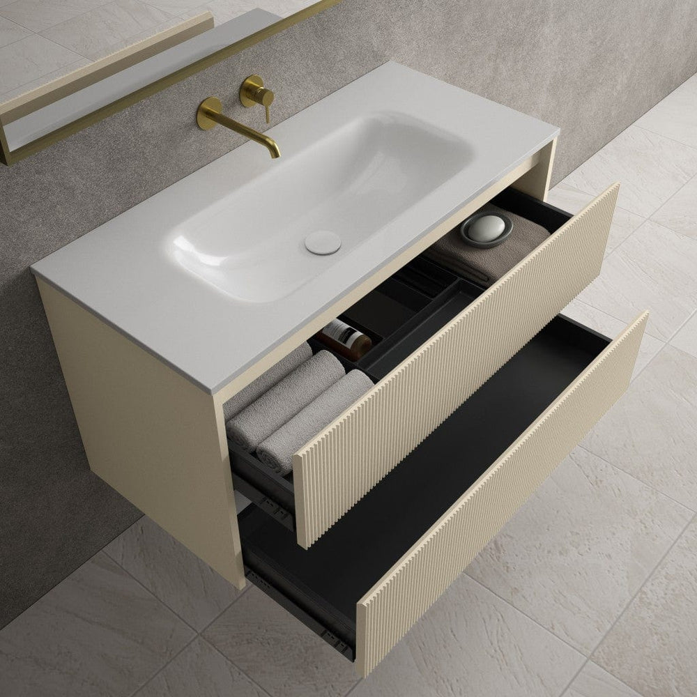 Scanalato Double Drawer Vanity Unit  With Beyondstone Basin - Cashmere 1000mm