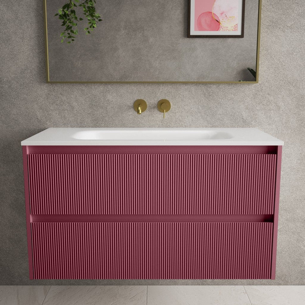 Scanalato Double Drawer Vanity Unit  With Beyondstone Basin - Mineral Red 1000mm