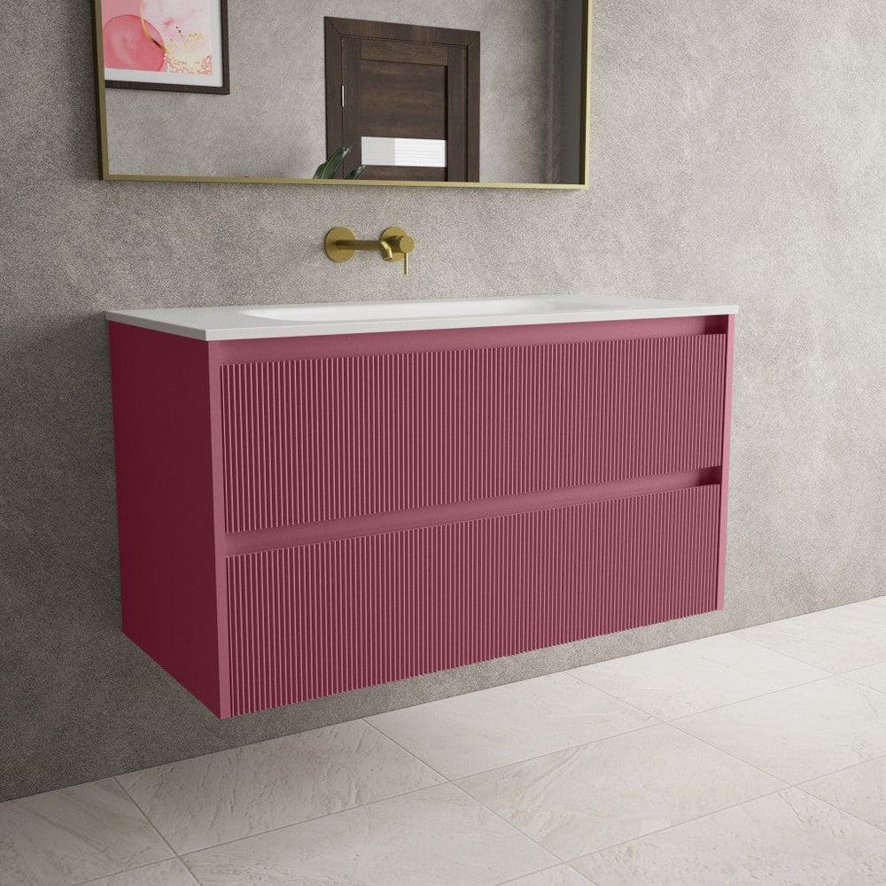 Scanalato Double Drawer Vanity Unit  With Beyondstone Basin - Mineral Red 1000mm
