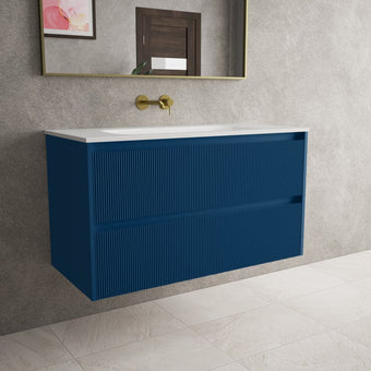 Scanalato Double Drawer Vanity Unit  With Beyondstone Basin - Ocean Blue 1000mm