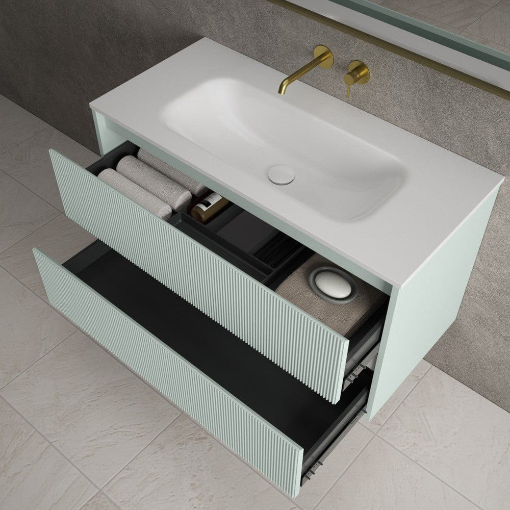 Scanalato Double Drawer Vanity Unit  With Beyondstone Basin - Peppermint 1000mm