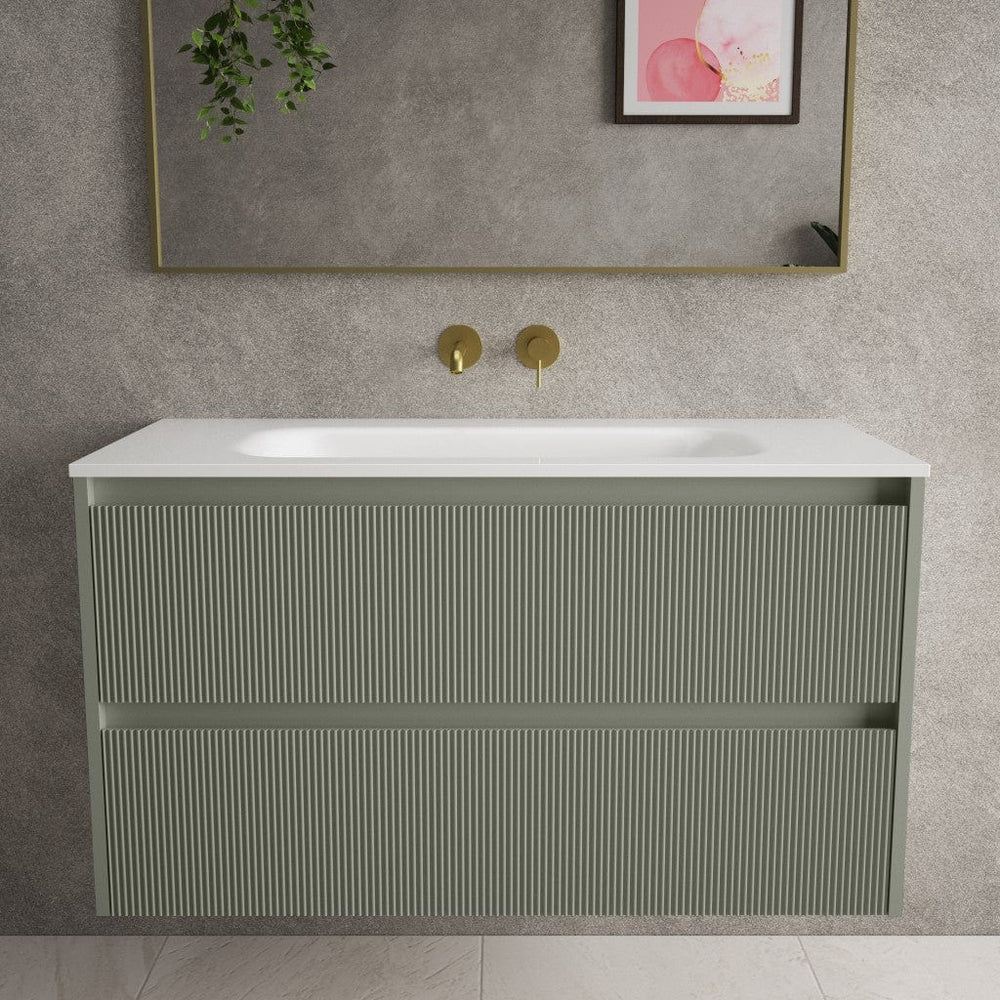 Scanalato Double Drawer Vanity Unit  With Beyondstone Basin - Pistachio 1000mm