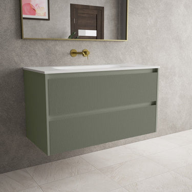Scanalato Double Drawer Vanity Unit  With Beyondstone Basin - Pistachio 1000mm