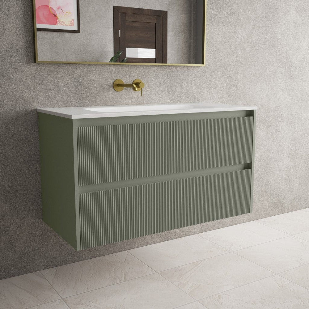Scanalato Double Drawer Vanity Unit  With Beyondstone Basin - Pistachio 1000mm