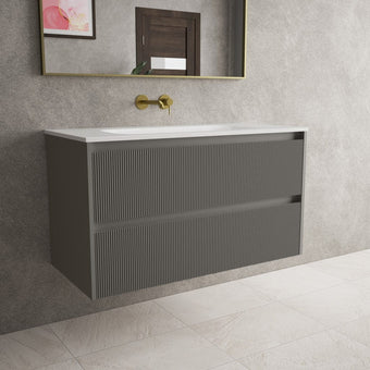 Scanalato Double Drawer Vanity Unit  With Beyondstone Basin - Rich Taupe 1000mm