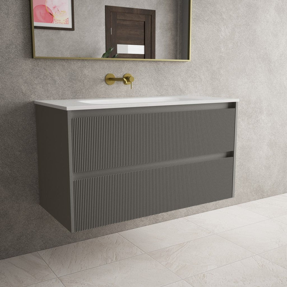 Scanalato Double Drawer Vanity Unit  With Beyondstone Basin - Rich Taupe 1000mm