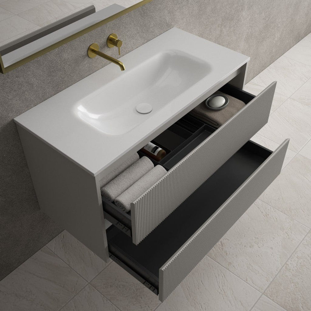 Scanalato Double Drawer Vanity Unit  With Beyondstone Basin - Rich Taupe 1000mm