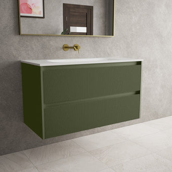 Scanalato Double Drawer Vanity Unit  With Beyondstone Basin - Seaweed 1000mm