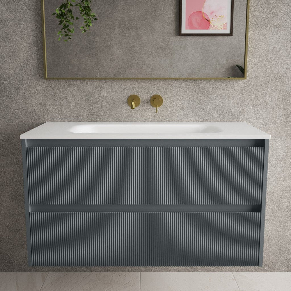 Scanalato Double Drawer Vanity Unit  With Beyondstone Basin - Slate Grey 1000mm