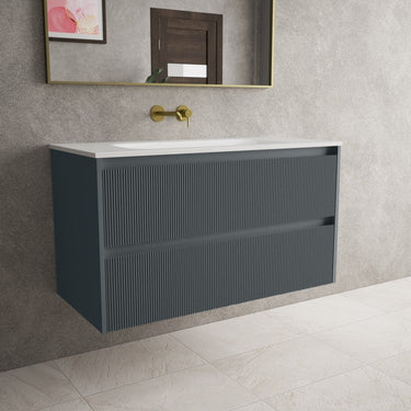 Scanalato Double Drawer Vanity Unit  With Beyondstone Basin - Slate Grey 1000mm