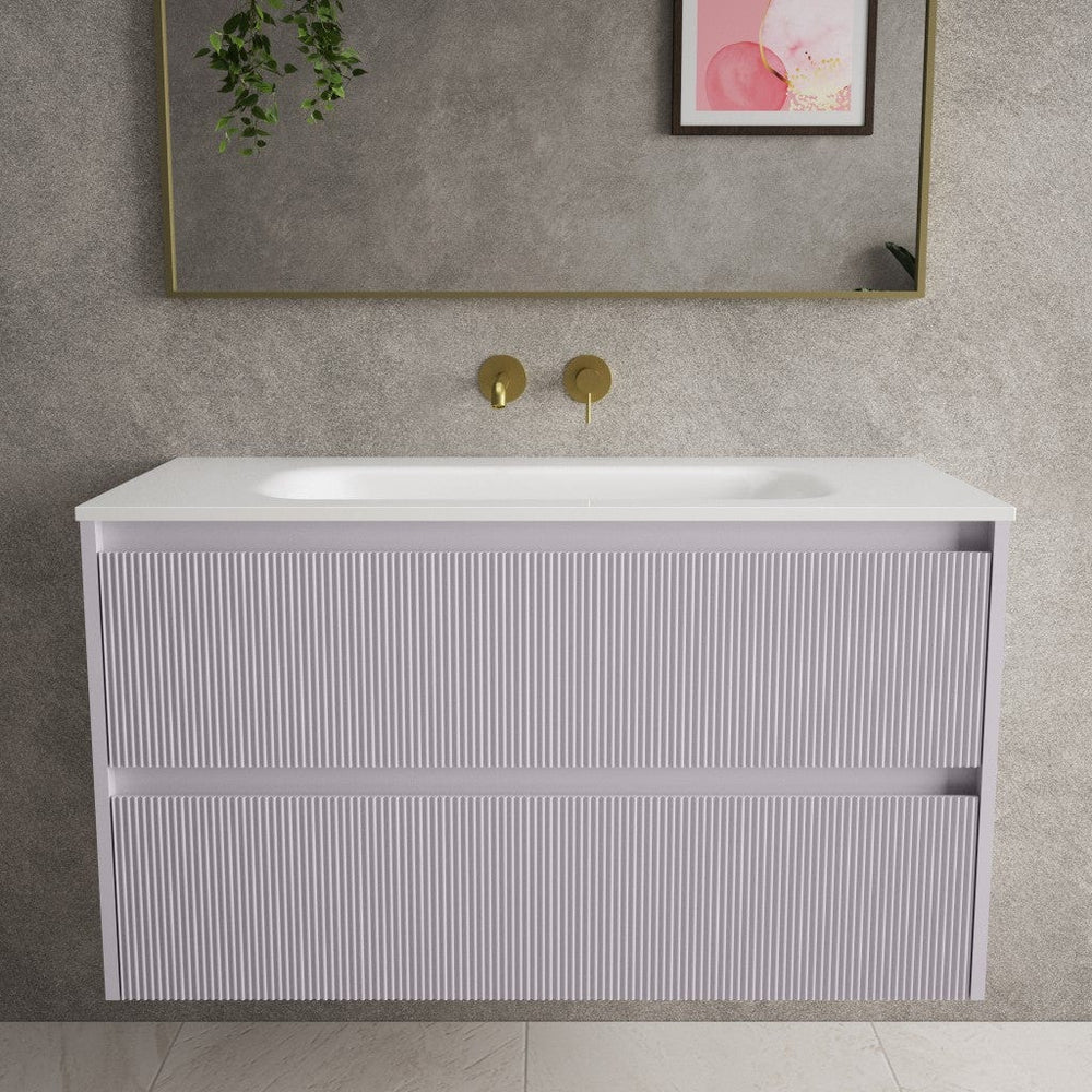 Scanalato Double Drawer Vanity Unit  With Beyondstone Basin - Soft Violet 1000mm