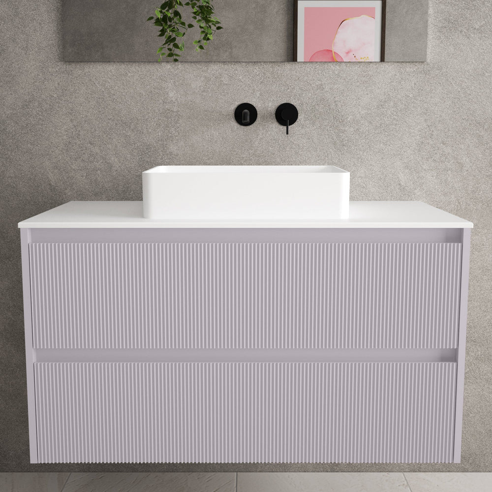 Scanalato Double Drawer Countertop Vanity Unit - Soft Violet 1000mm